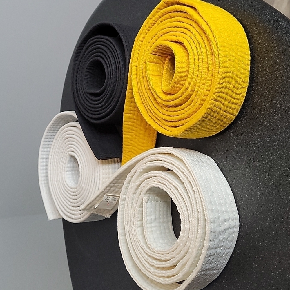Lot of PKSA Karate Belts + Yellow White Black Belt